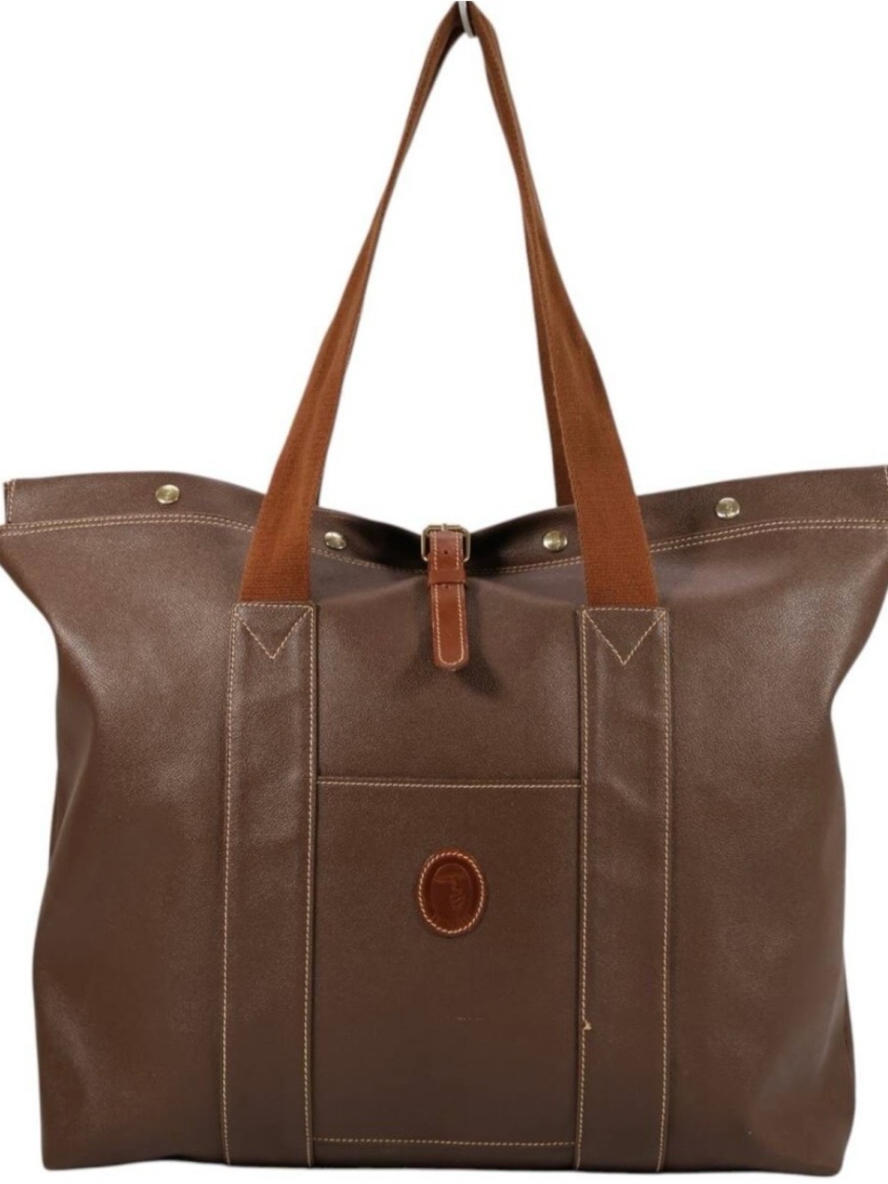 Vintage Trussardi Brown Leather Oversized Tote Bag Weekender Travel Carryall